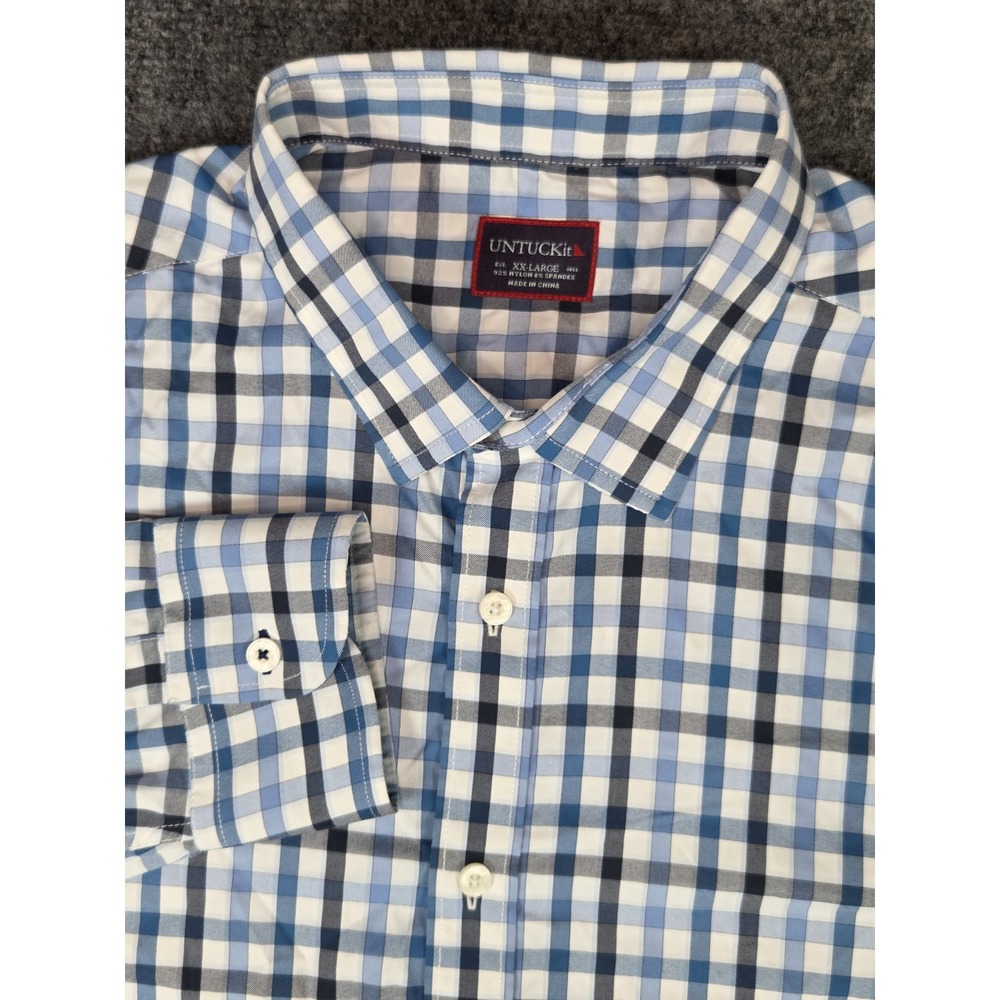 UNTUCKit Performance Shirt Mens XXL Blue Check Button Up